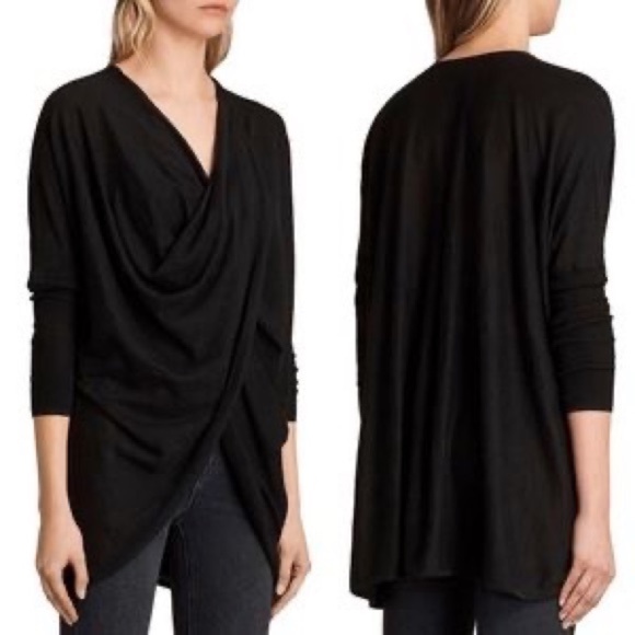 All Saints Black Drape Sweater - Picture 1 of 7